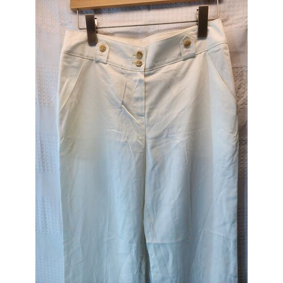 Poongin Pants Womens Medium White Wide Leg High Rise Button Up NO SIZE TAG - Picture 2 of 10